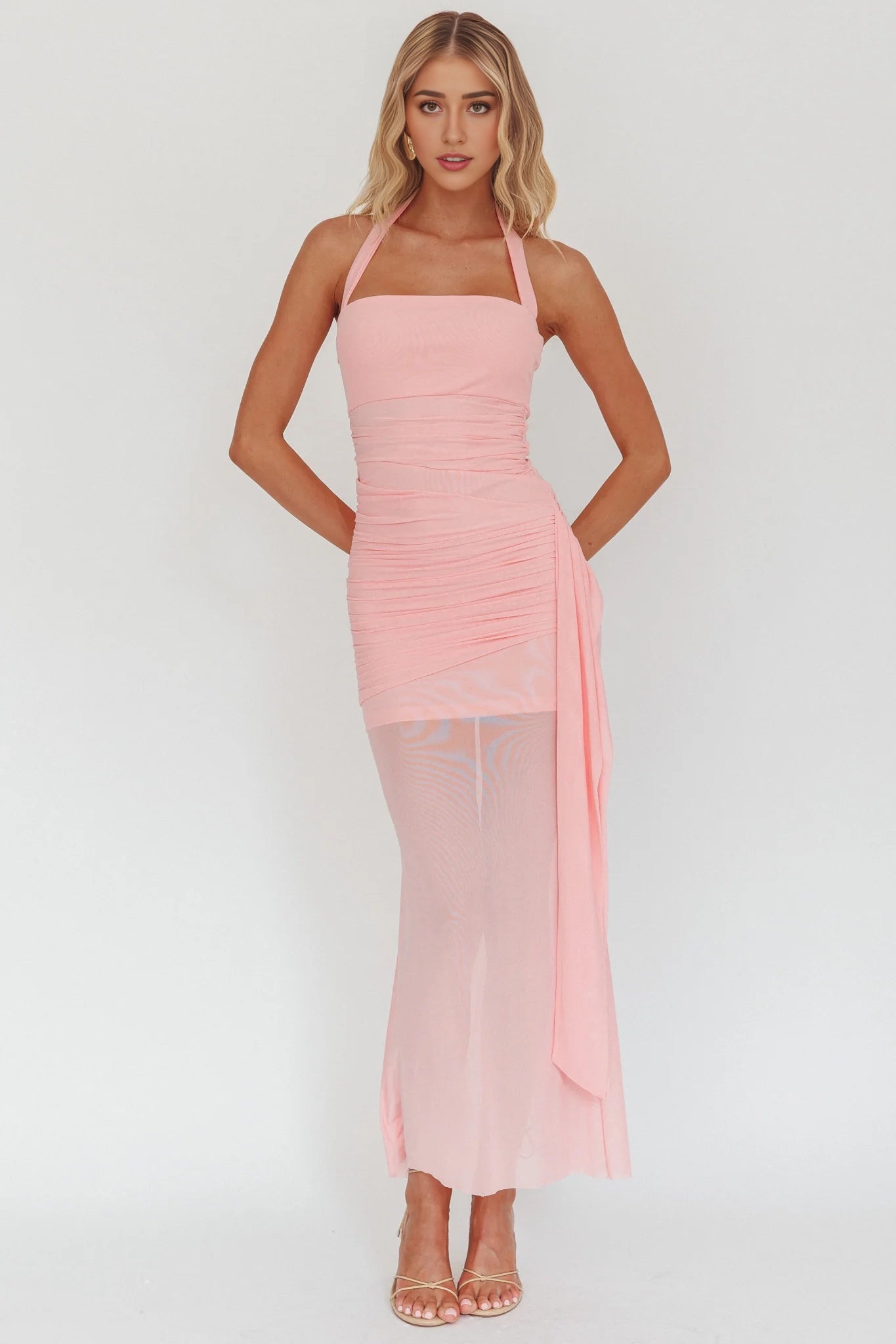 Charming backless pleated details, transparent hem, side zipper, Homecoming Dresses