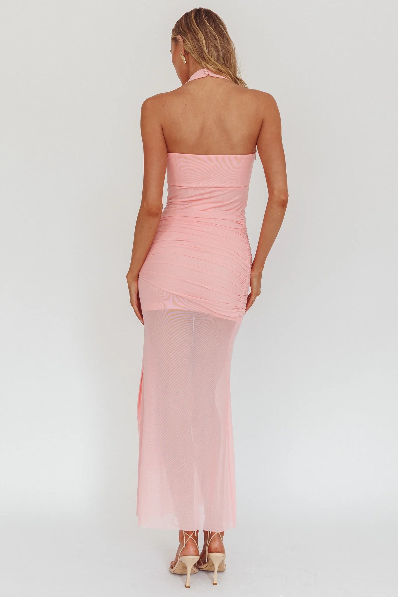 Charming backless pleated details, transparent hem, side zipper, Homecoming Dresses