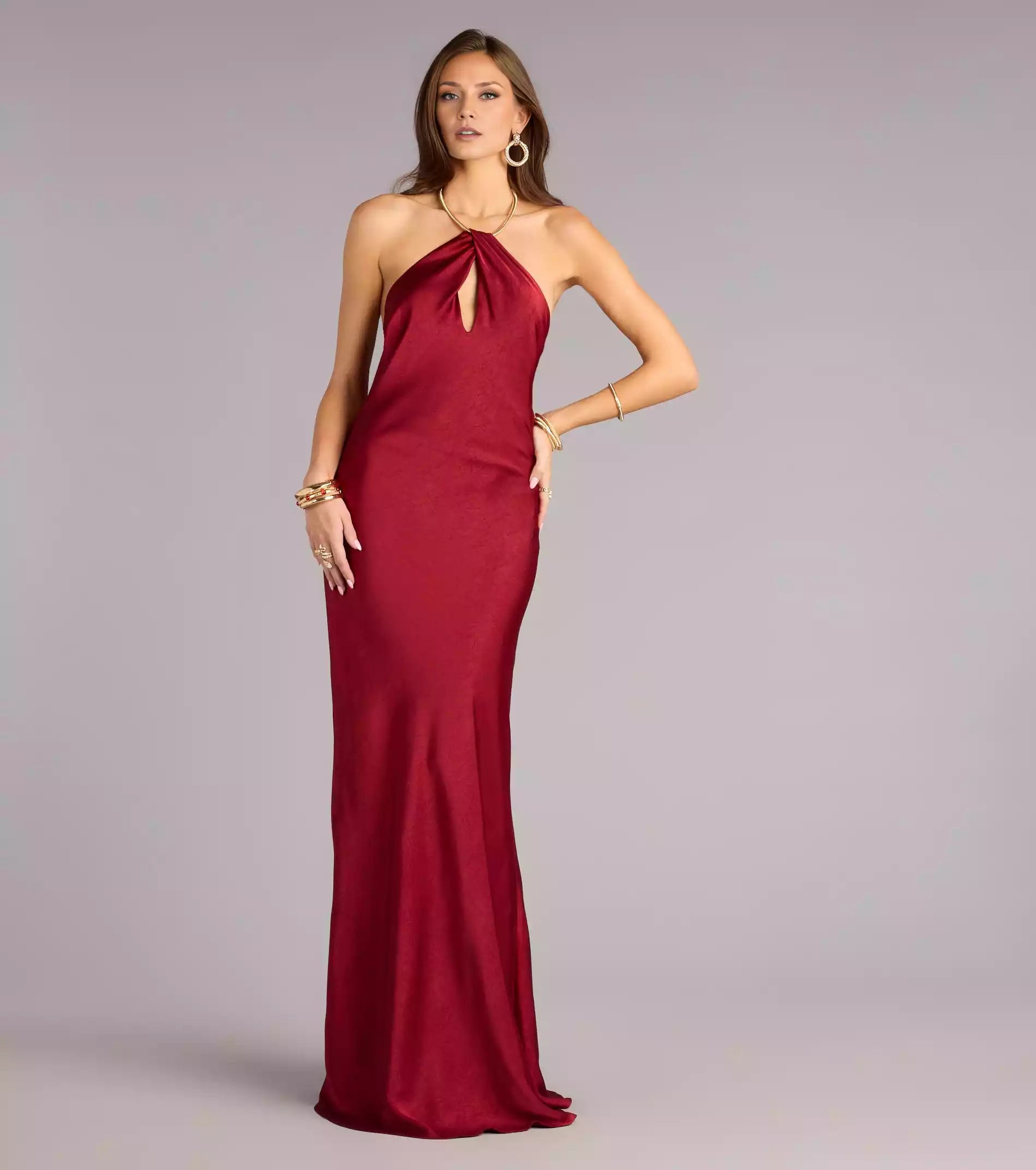 Charming high-quality satin woven hanging neck collar, backless adjustable shoulder straps, hanging pleats, mermaid Prom Dresses