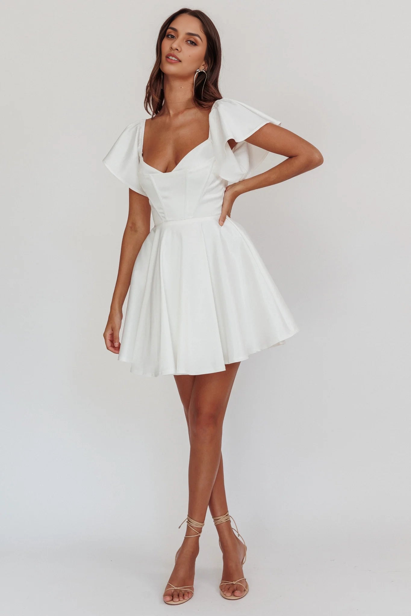 Charming lotus leaf sleeves with A-line cut, floating sleeves, mini speakers, Homecoming Dresses