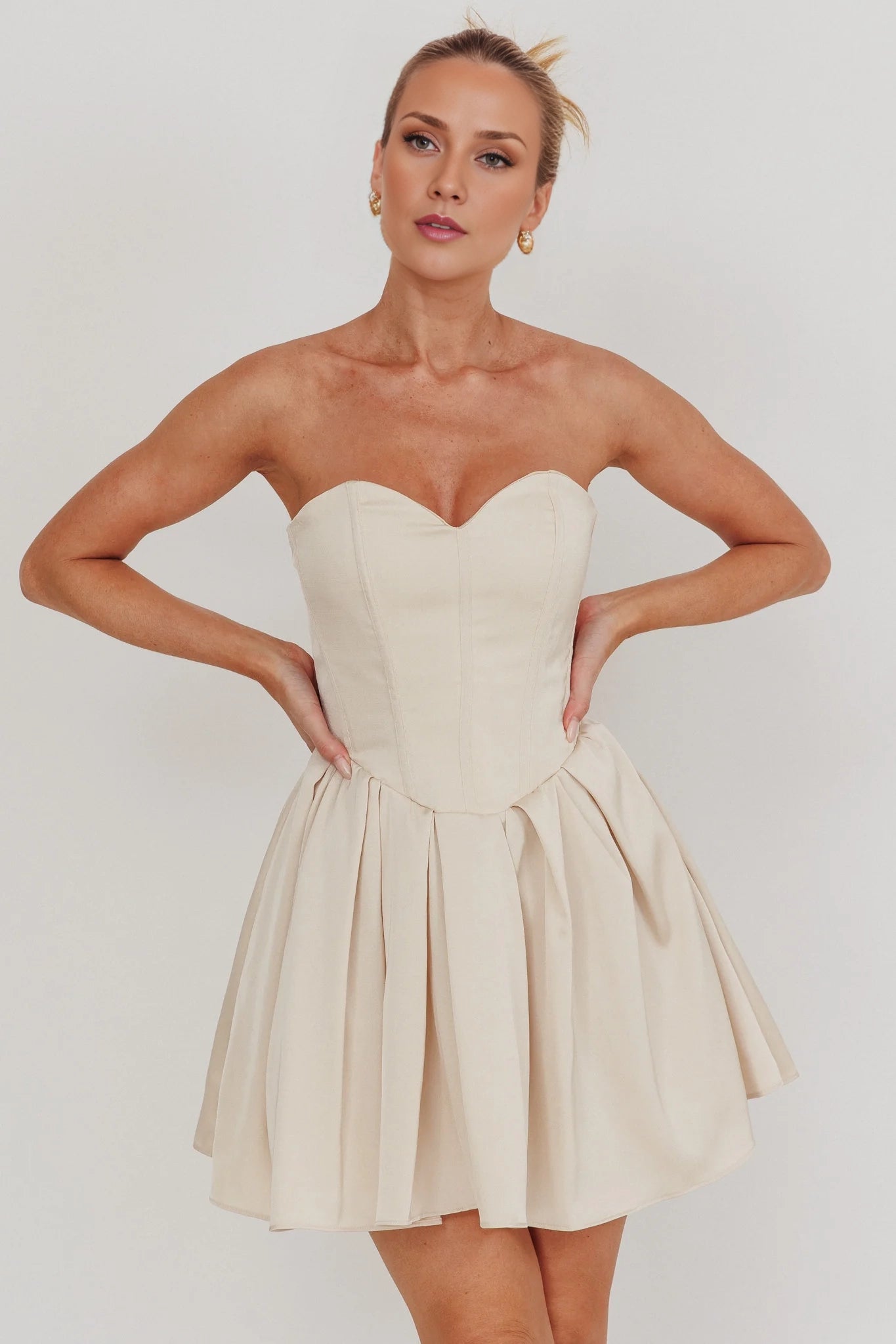 Charming mini heart-shaped collar with lace up back and hidden side zipper Homecoming Dresses