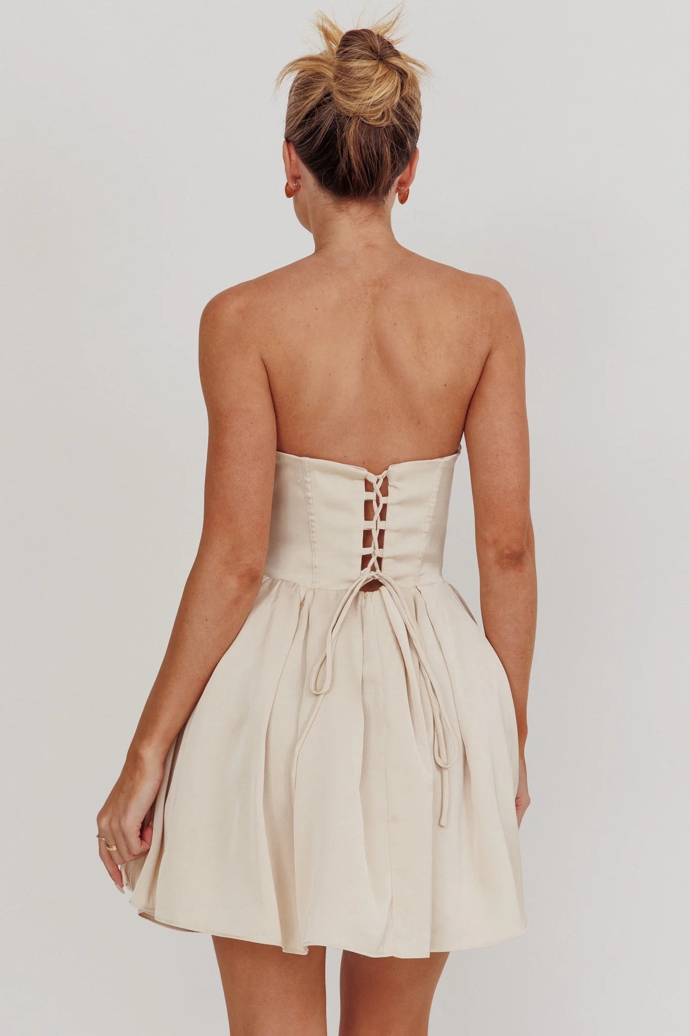 Charming mini heart-shaped collar with lace up back and hidden side zipper Homecoming Dresses