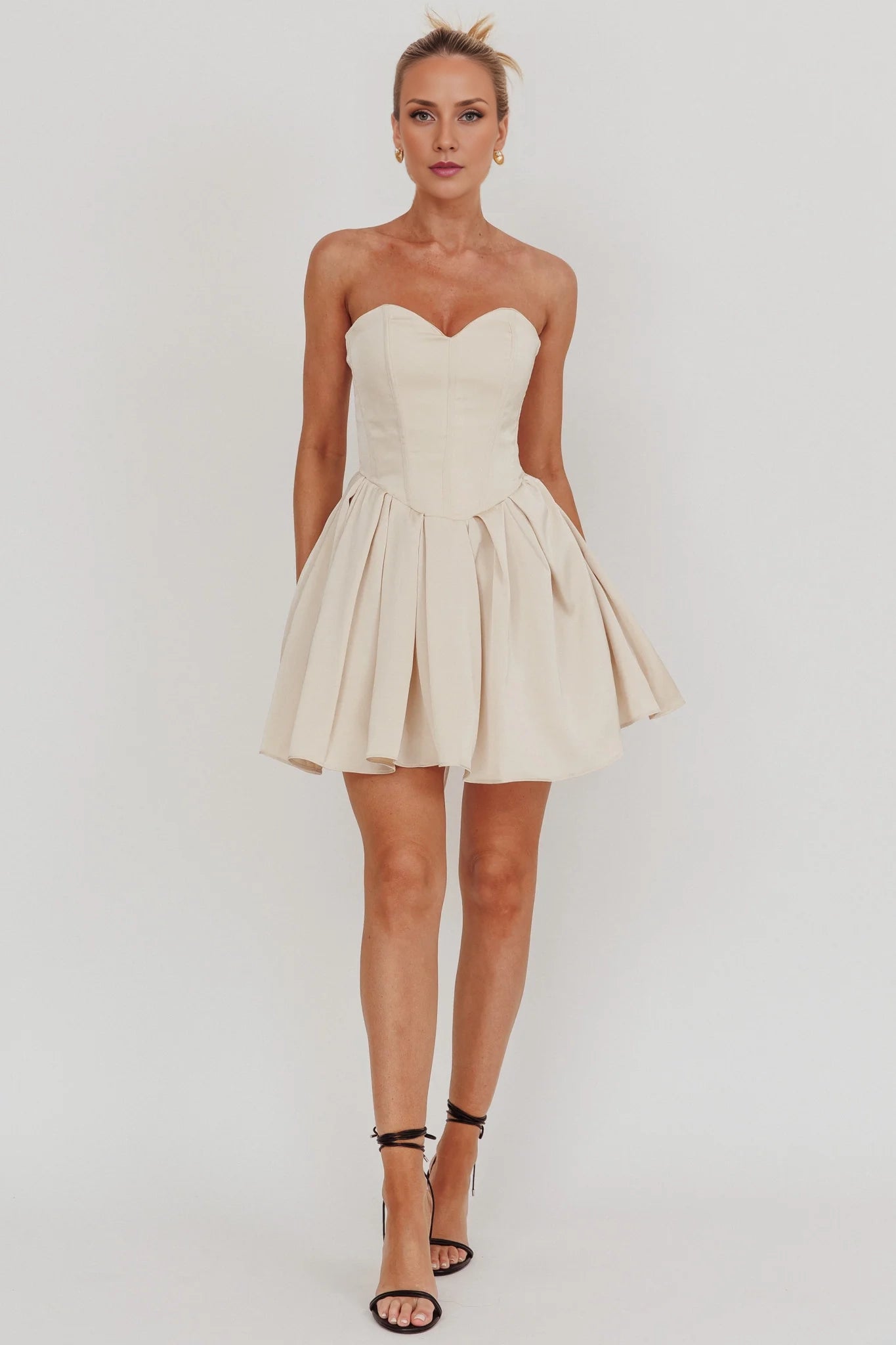 Charming mini heart-shaped collar with lace up back and hidden side zipper Homecoming Dresses