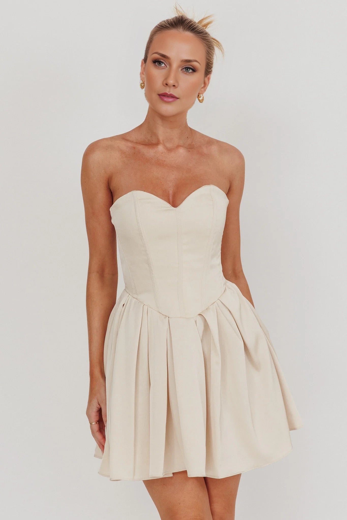 Charming mini heart-shaped collar with lace up back and hidden side zipper Homecoming Dresses