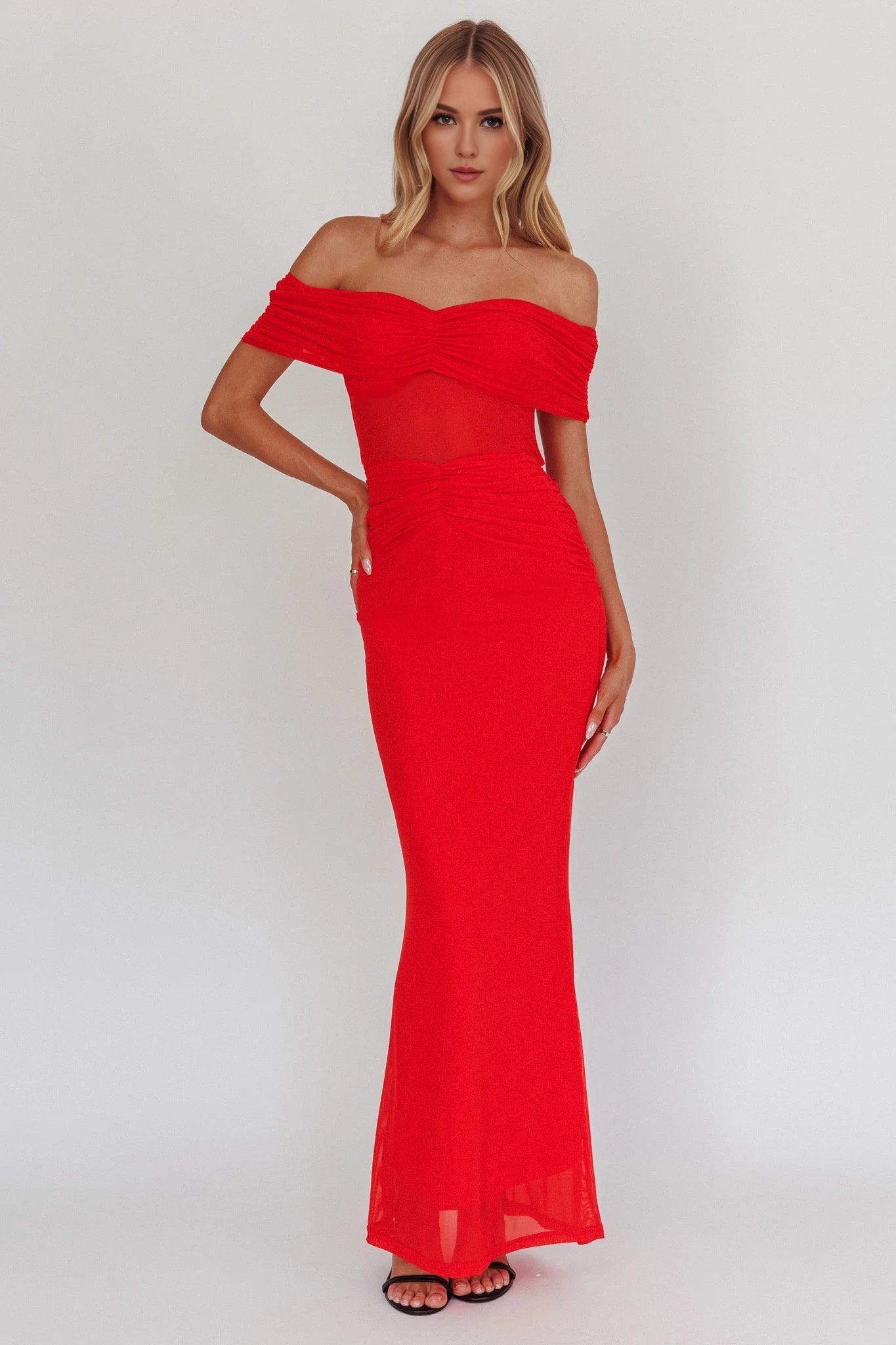 Charming off shoulder mesh waist details and off shoulder design with zipper at the back Homecoming Dresses
