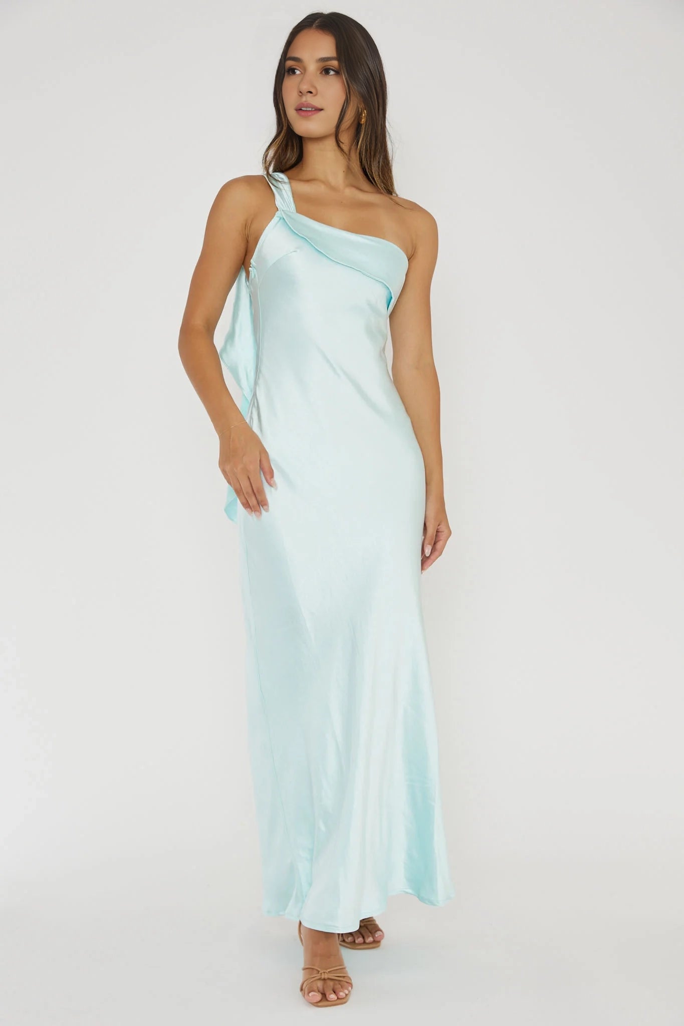Charming one shoulder belt with satin and extra long ruffle details Homecoming Dresses