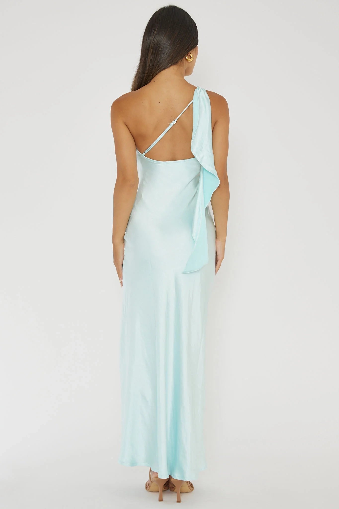 Charming one shoulder belt with satin and extra long ruffle details Homecoming Dresses