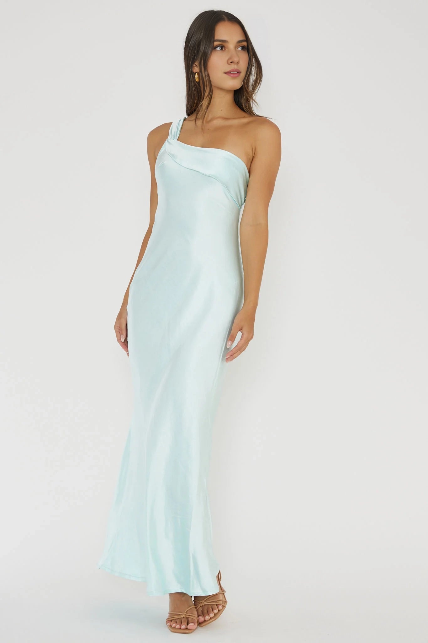 Charming one shoulder belt with satin and extra long ruffle details Homecoming Dresses