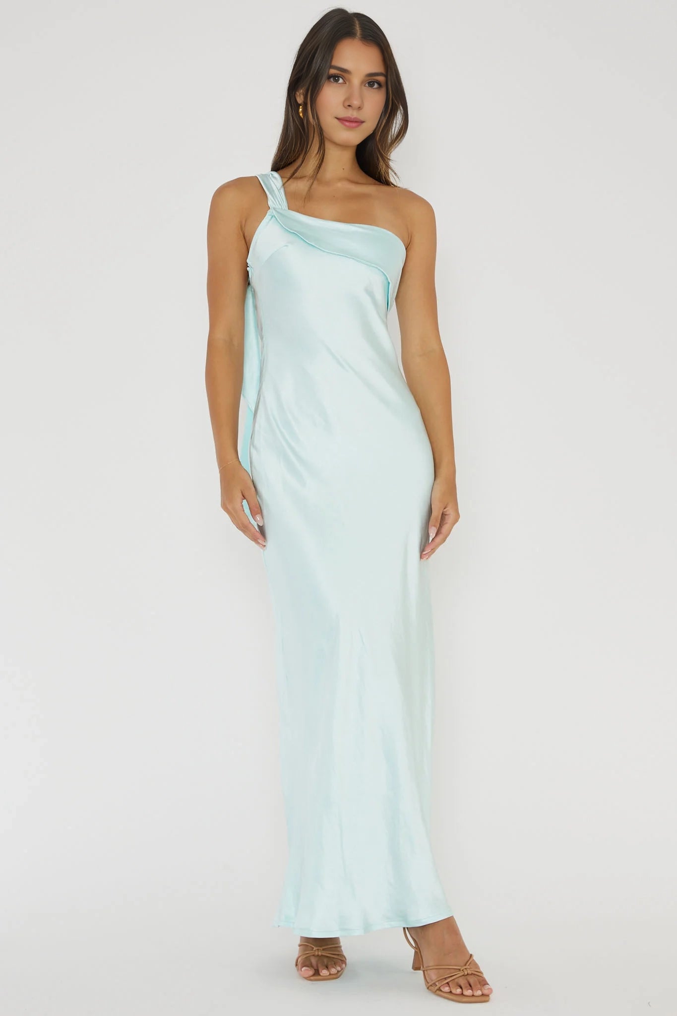 Charming one shoulder belt with satin and extra long ruffle details Homecoming Dresses