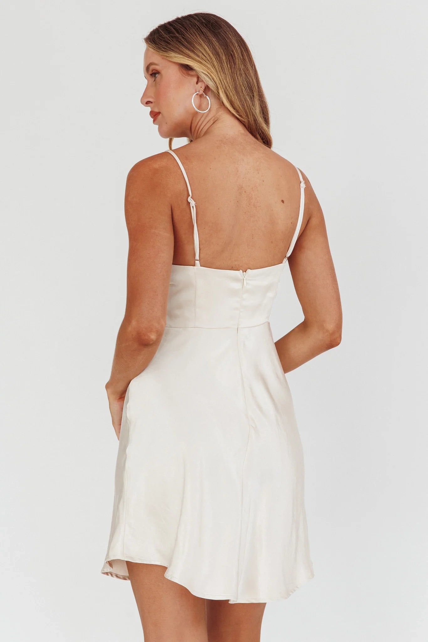 Charming satin pleated mini adjustable shoulder straps Homecoming Dresses