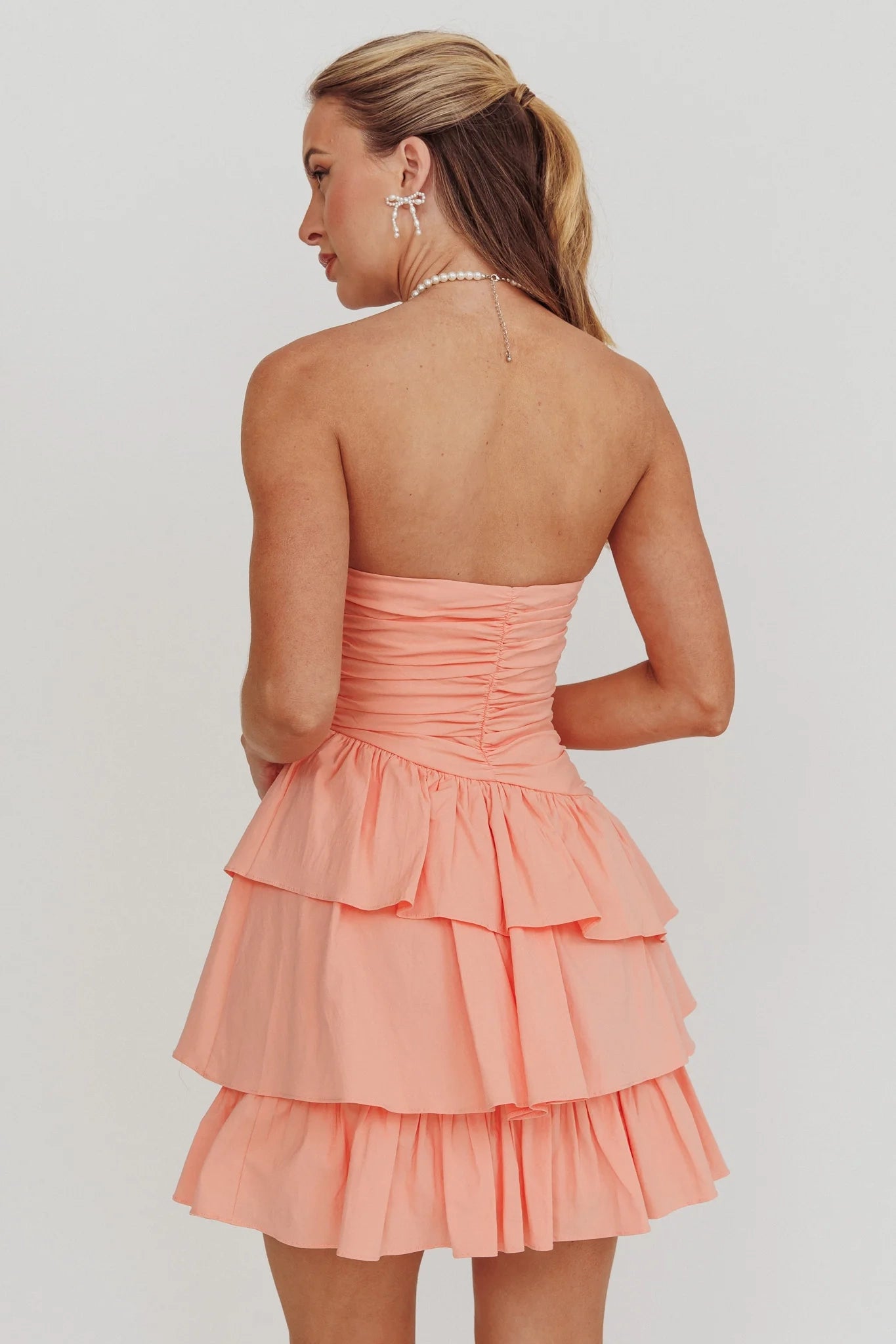 Charming strapless corset with layered ruffled edges, mini Homecoming Dresses