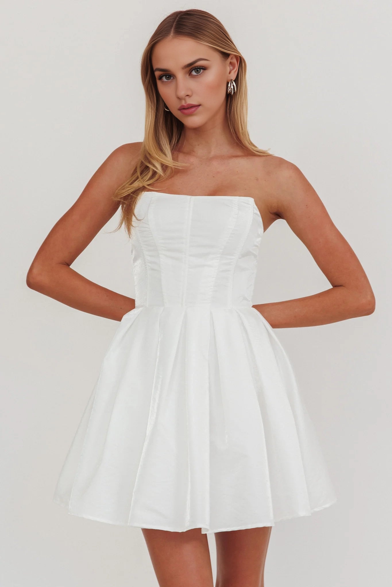 Charming strapless mini off shoulder invisible back zipper Homecoming Dresses