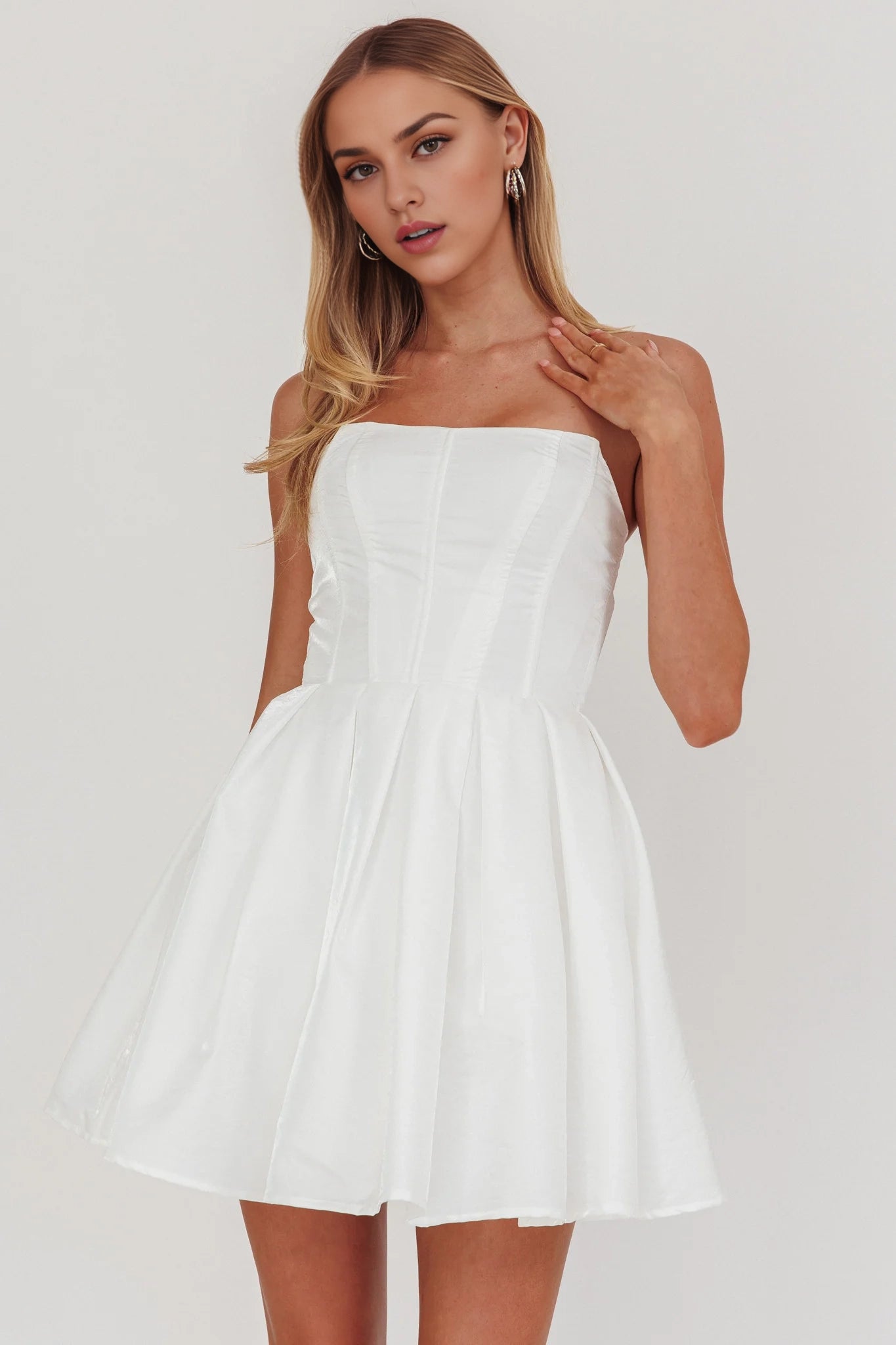 Charming strapless mini off shoulder invisible back zipper Homecoming Dresses