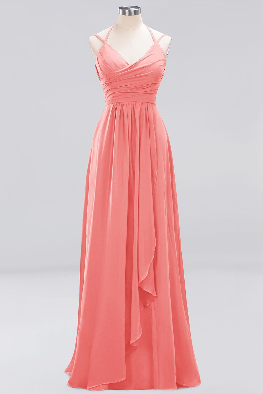 A-line Spaghetti Straps Sleeveless Ruffles Floor-Length Bridesmaid Dresses