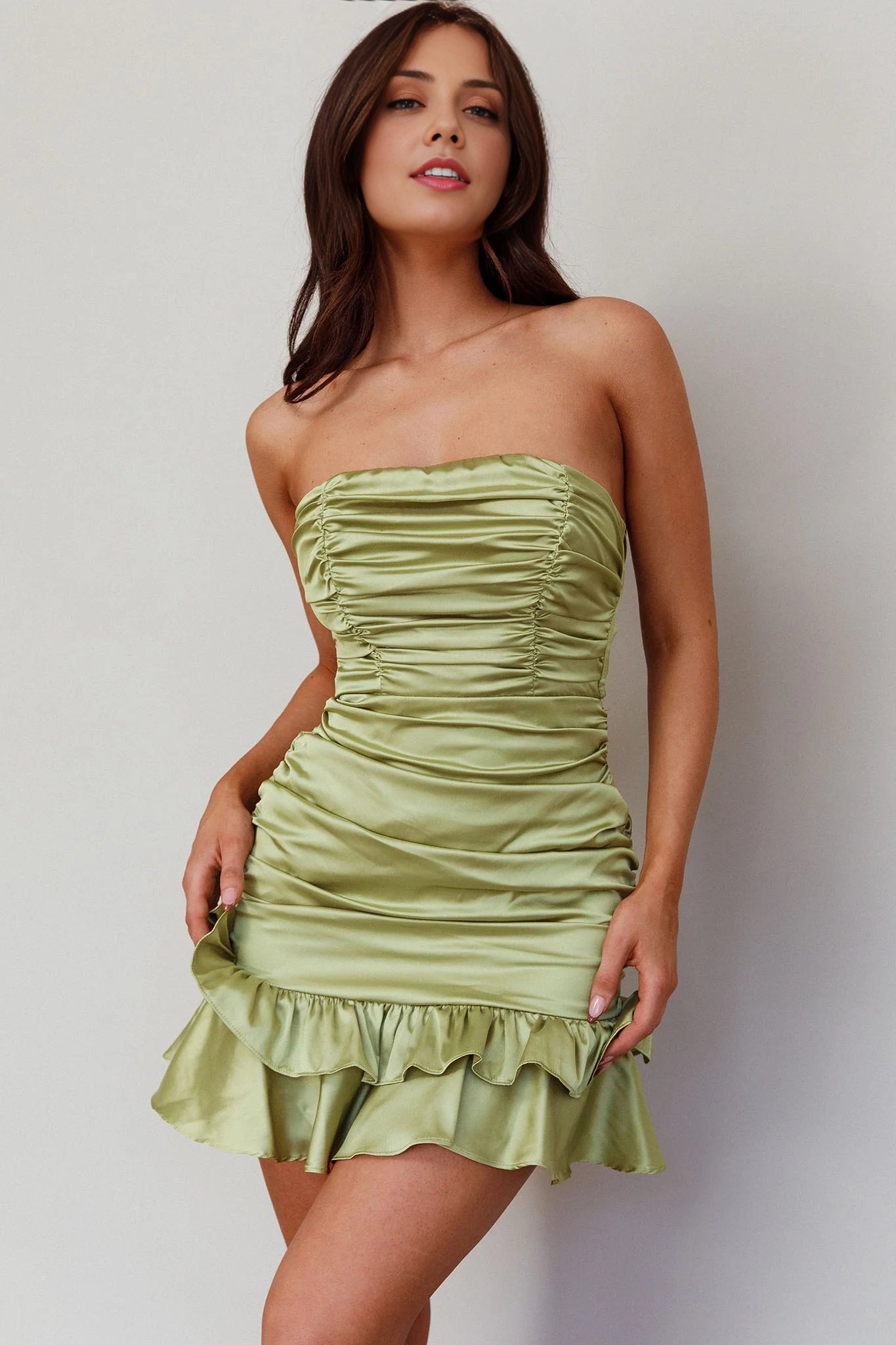 Cute mini pleated layered hem with back zipper Homecoming Dresses