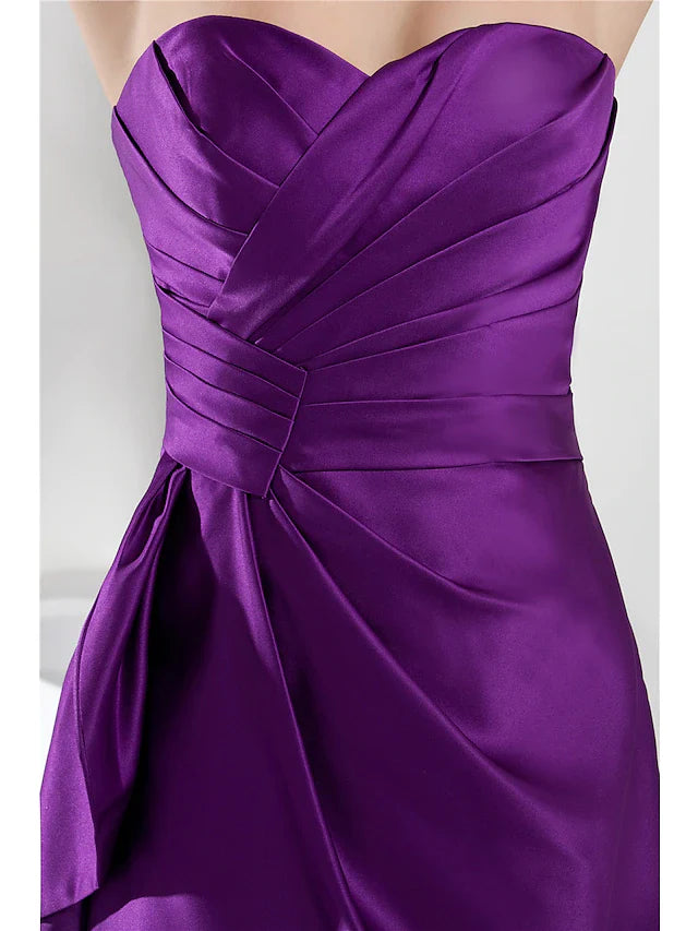 DingjiMinimalist Elegant Homecoming Cocktail Party Dress Sweetheart Neckline Sleeveless Short Mini Satin with Sleek Ruched