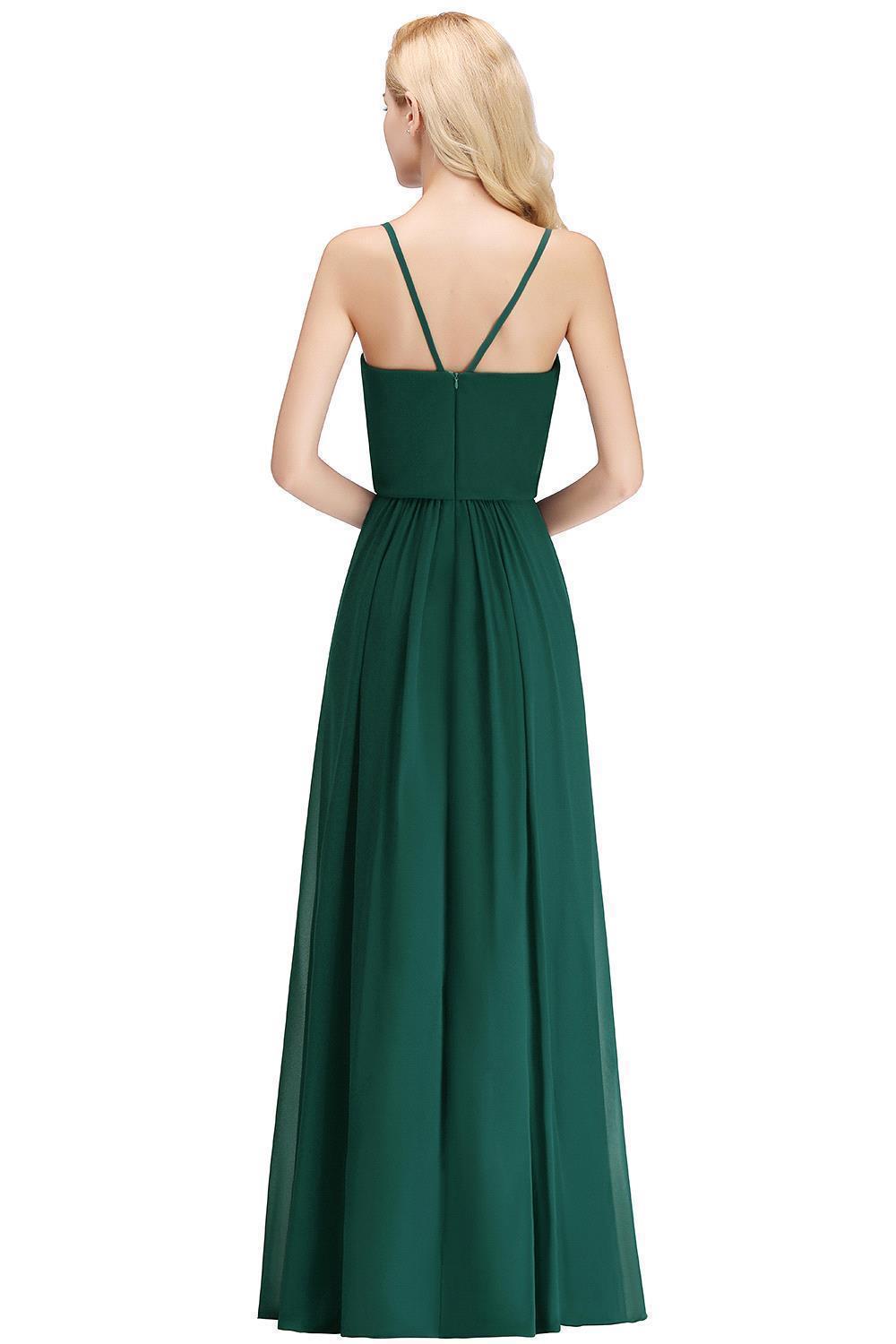 Chiffon A-Line Elegant Spaghetti-Straps Bridesmaid Dress