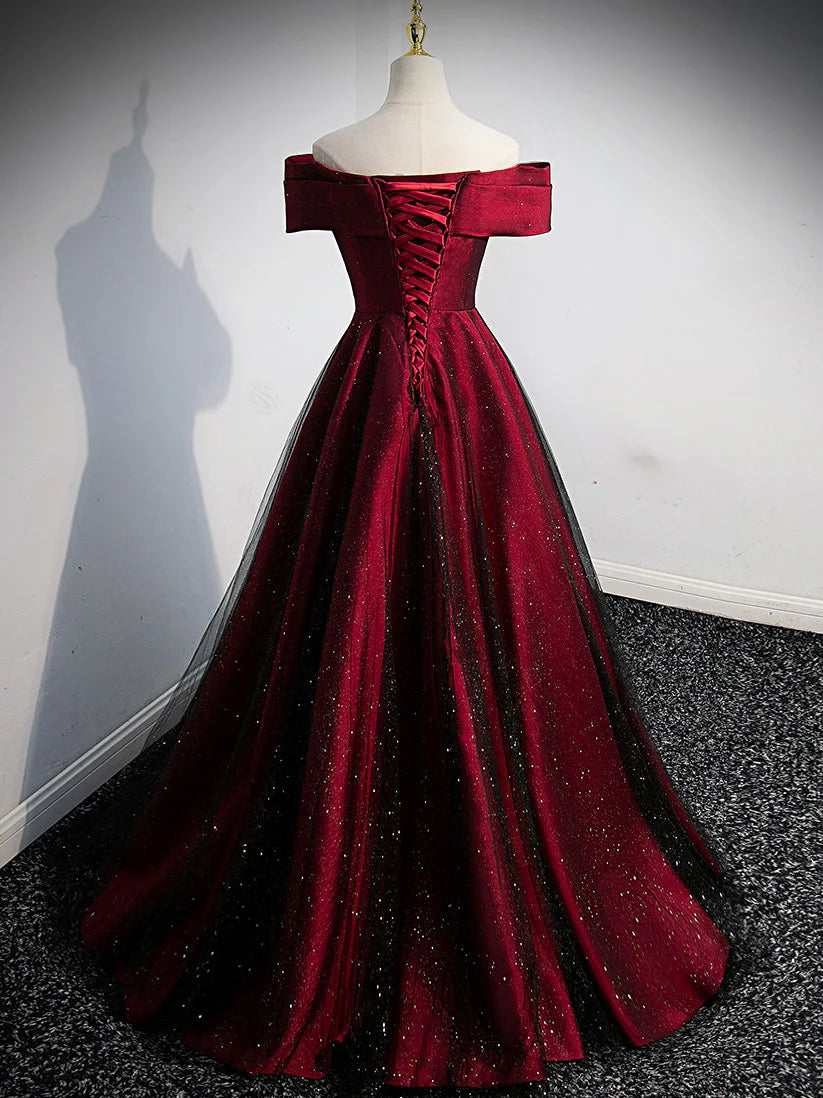 Burgundy Satin Long Prom Dress Burgundy Evening Dresses