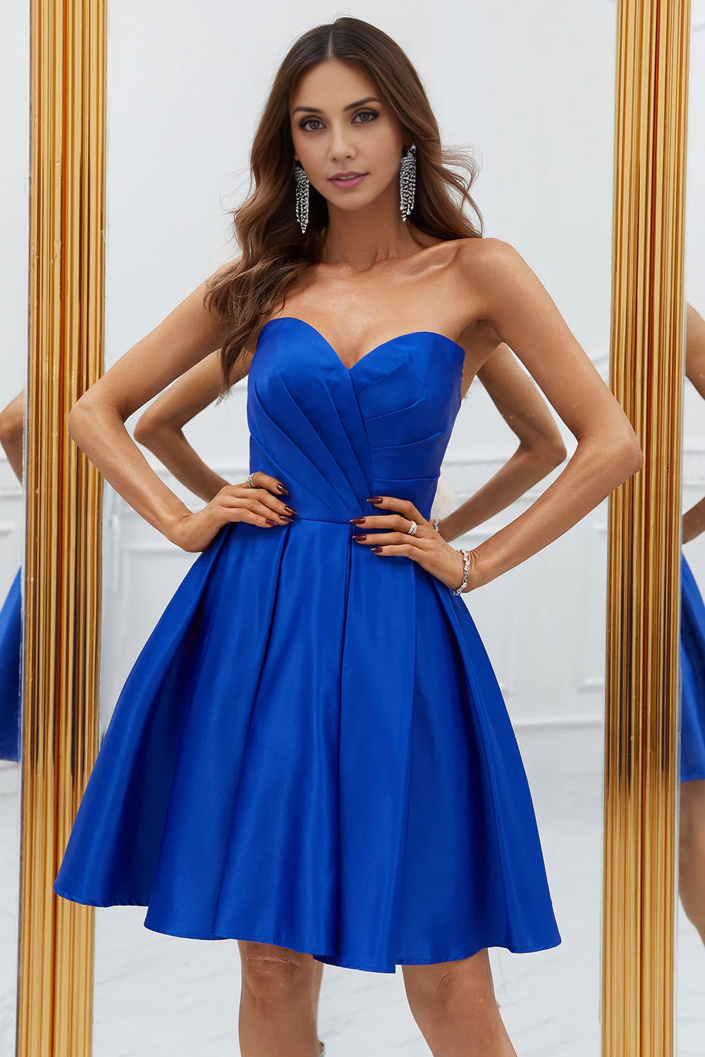 DingJi Wedding Classic Sleeveless Off Shoulder A-line Sweetheart Short Homecoming Dresses