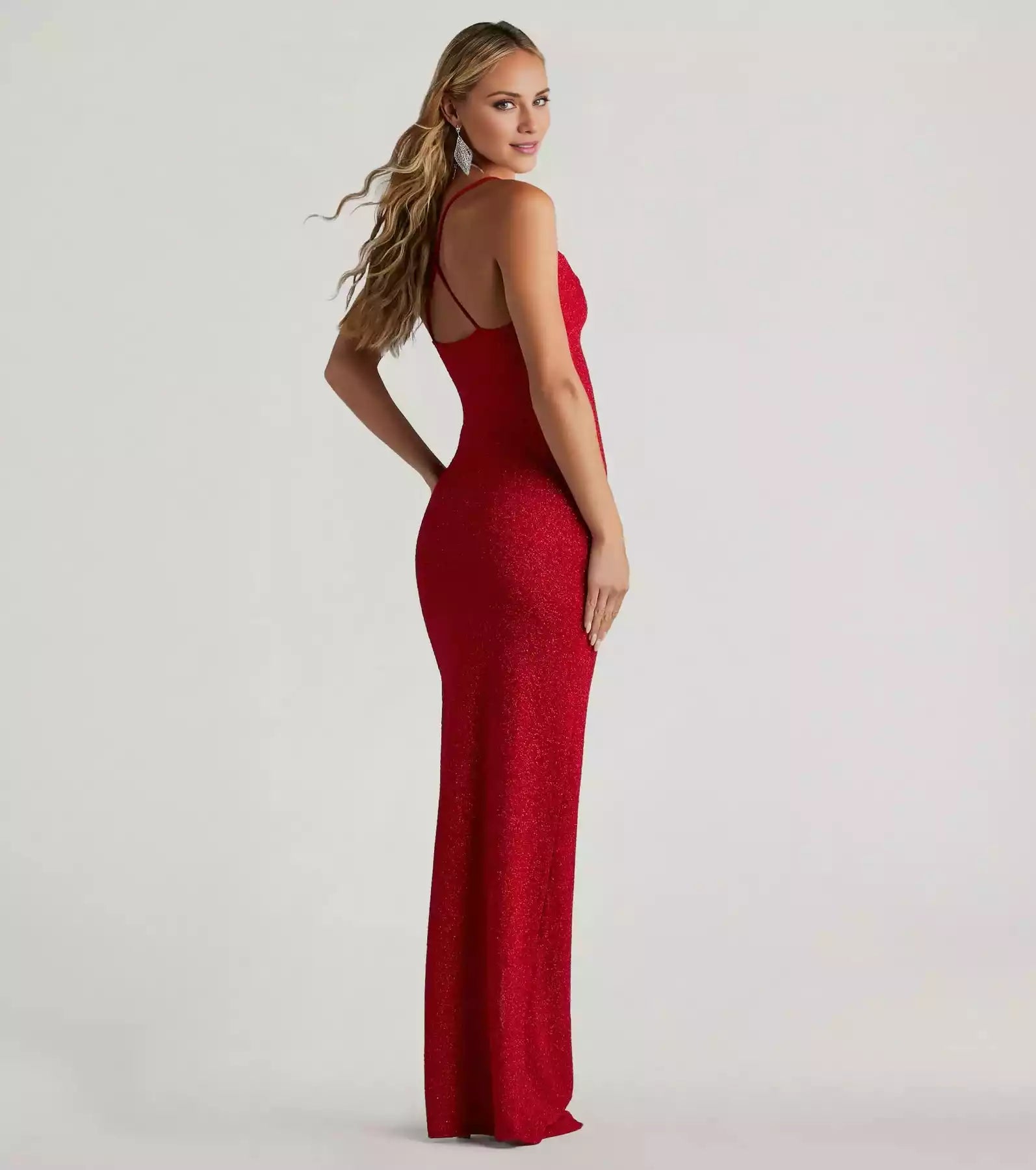 Stunning formal sequin cross backless high slit and straight tube silhouette sleeveless hanging collar Prom Dresses
