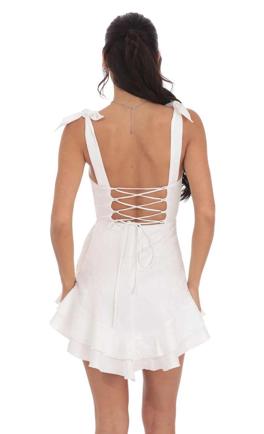 DingJi Wedding Elegant floral jacquard ruffle A-line Homecoming Dresses