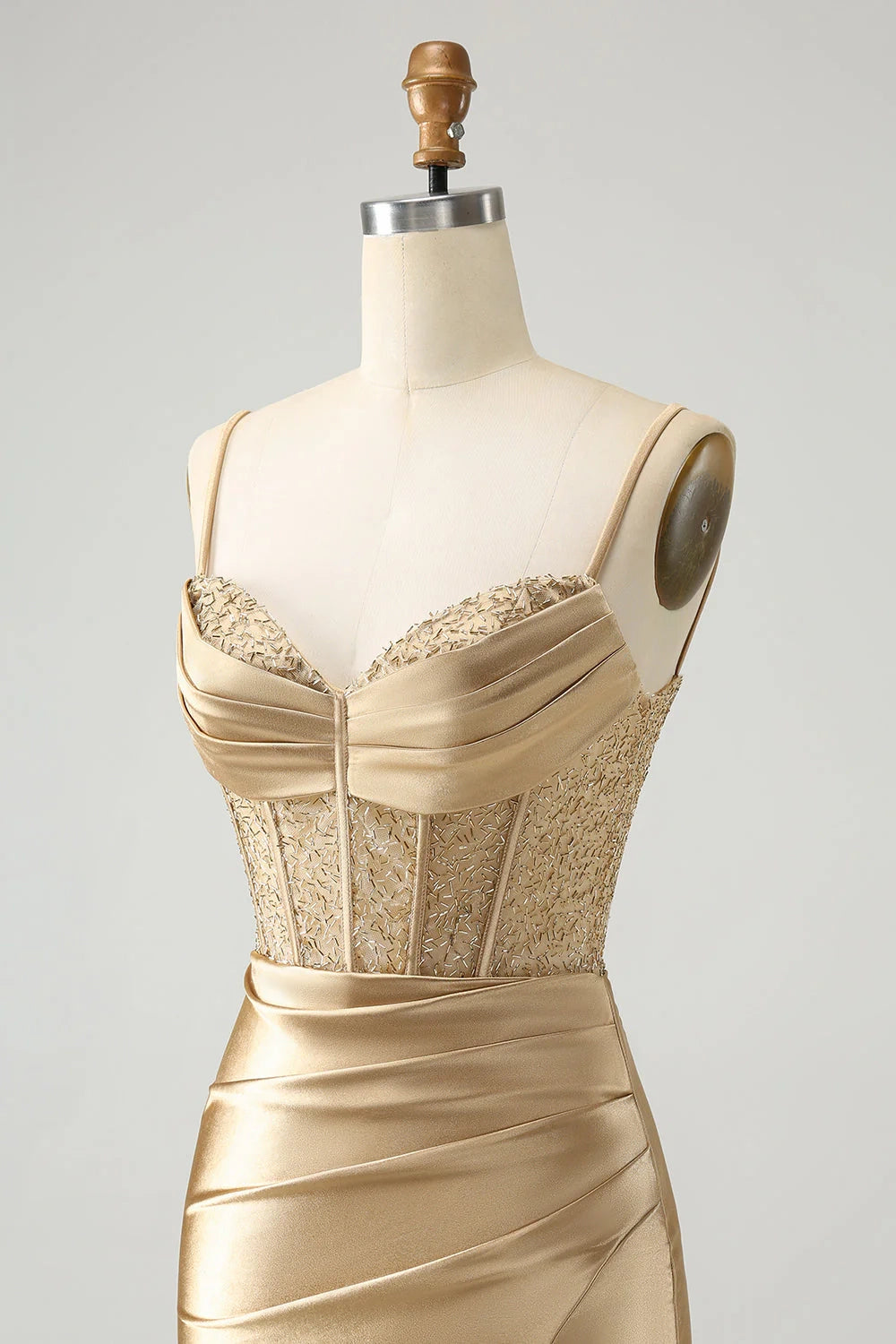 DingJi Wedding Elegant thin shoulder straps tight corset satin slit Homecoming Dresses