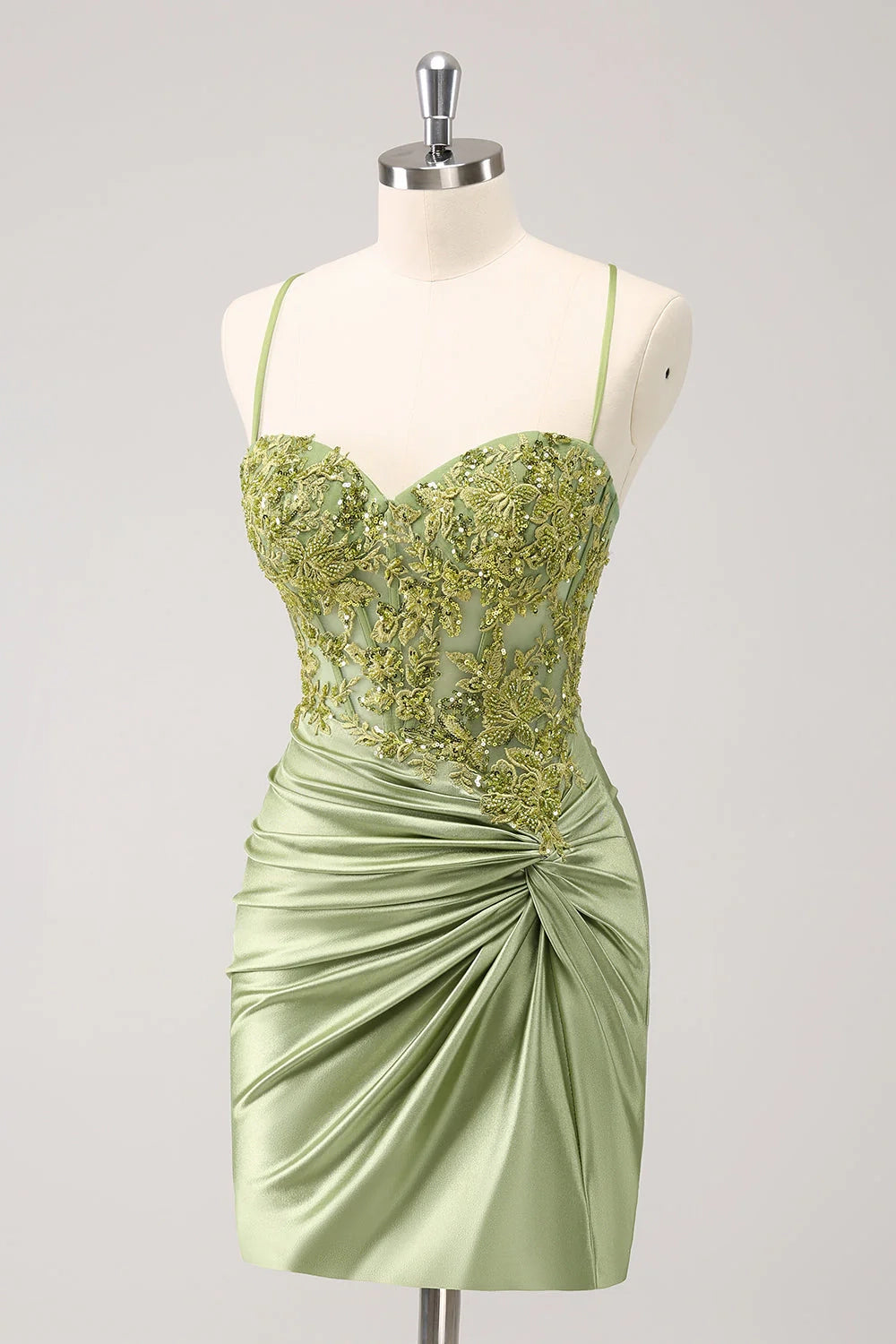 DingJi Wedding Shiny Lace Back Stickers Wrinkles Homecoming Dresses