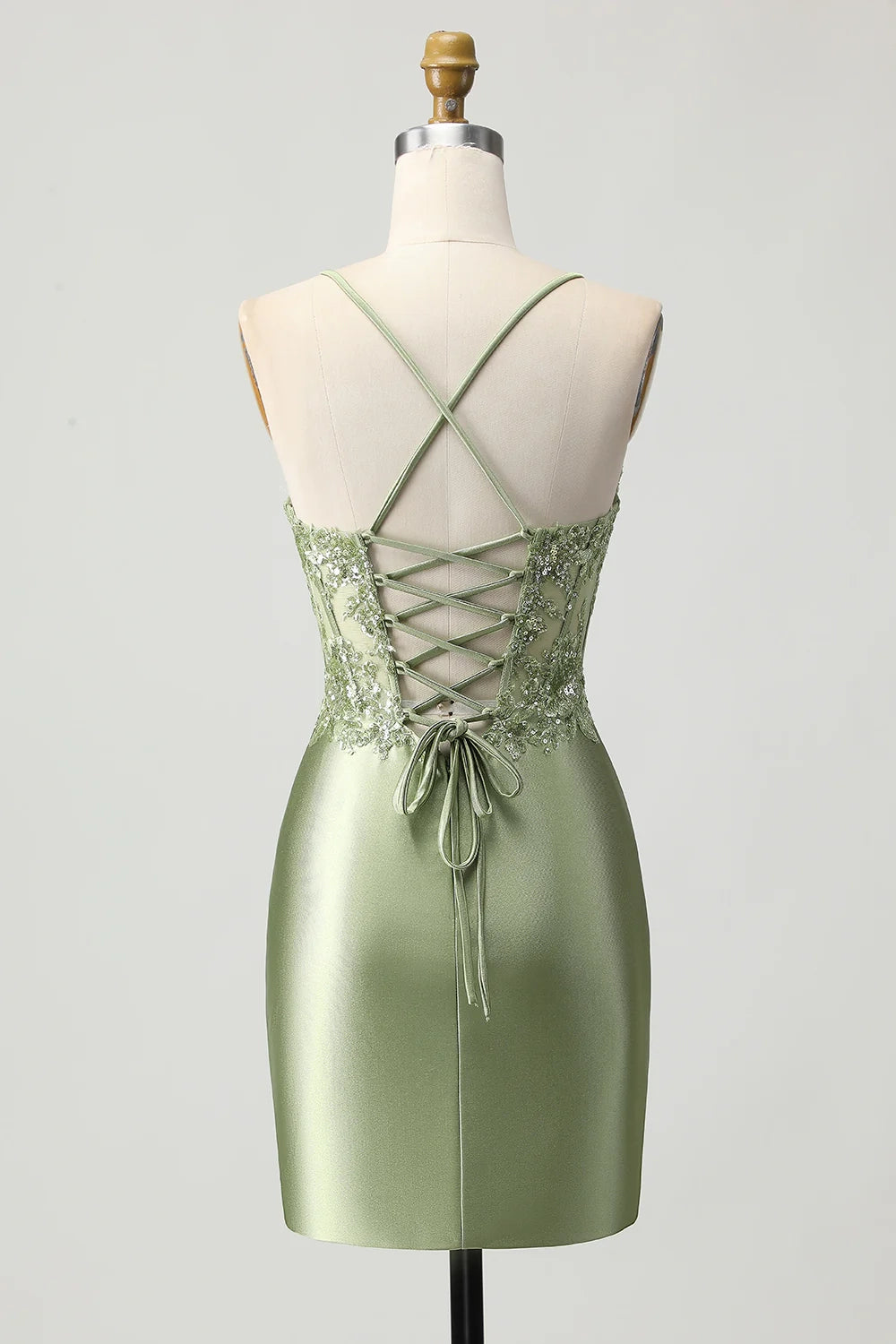 DingJi Wedding Shiny Thin Strap Sleeveless Tight corset Short Satin Homecoming Dresses