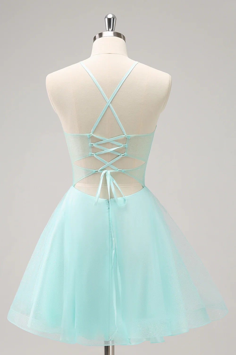 DingJi Wedding Strap Tight corset A-line Short Lace Homecoming Dresses