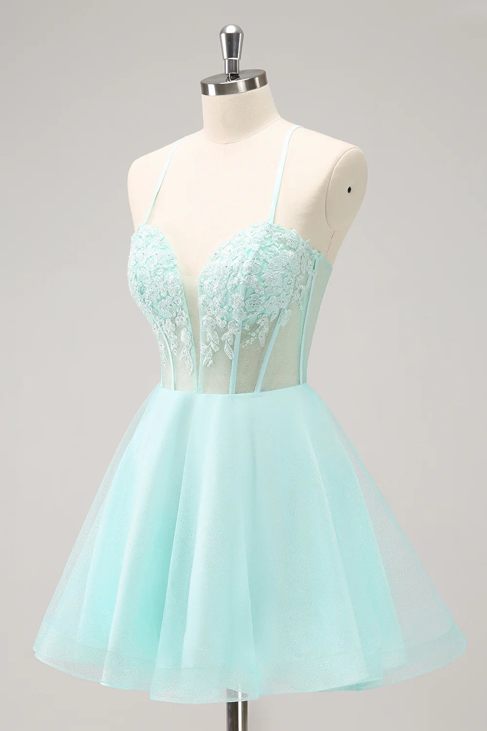 DingJi Wedding Strap Tight corset A-line Short Lace Homecoming Dresses