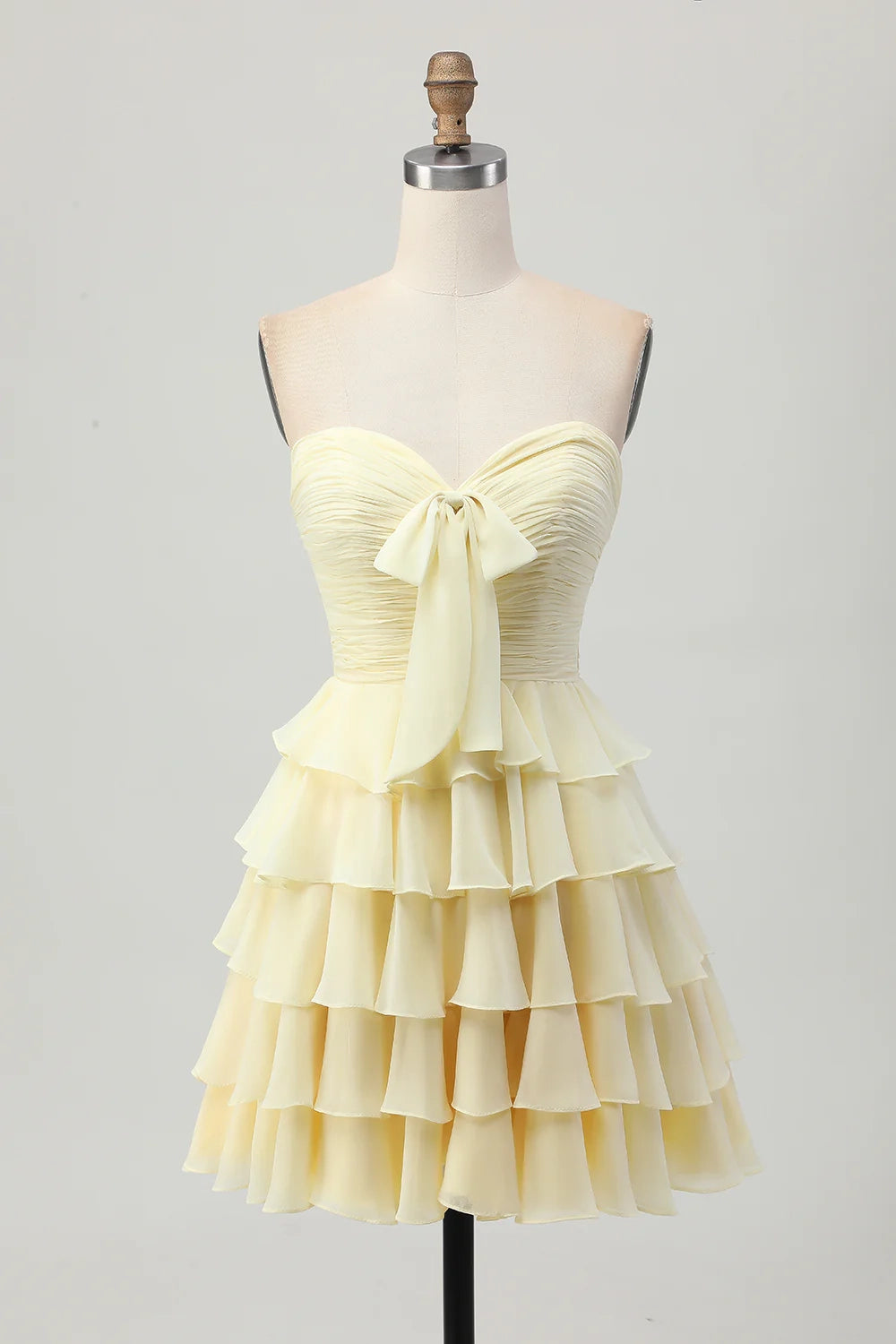DingJi Wedding Sweetheart Ruffle Short Butterfly Bow Homecoming Dresses
