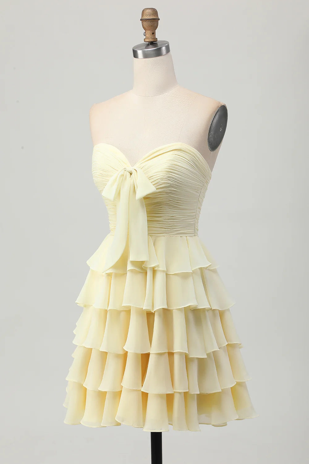 DingJi Wedding Sweetheart Ruffle Short Butterfly Bow Homecoming Dresses