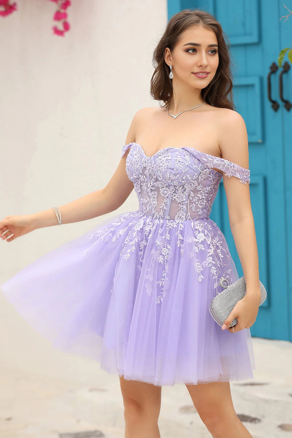 DingJi Wedding charming decal waistband A-line short sleeveless Homecoming Dresses