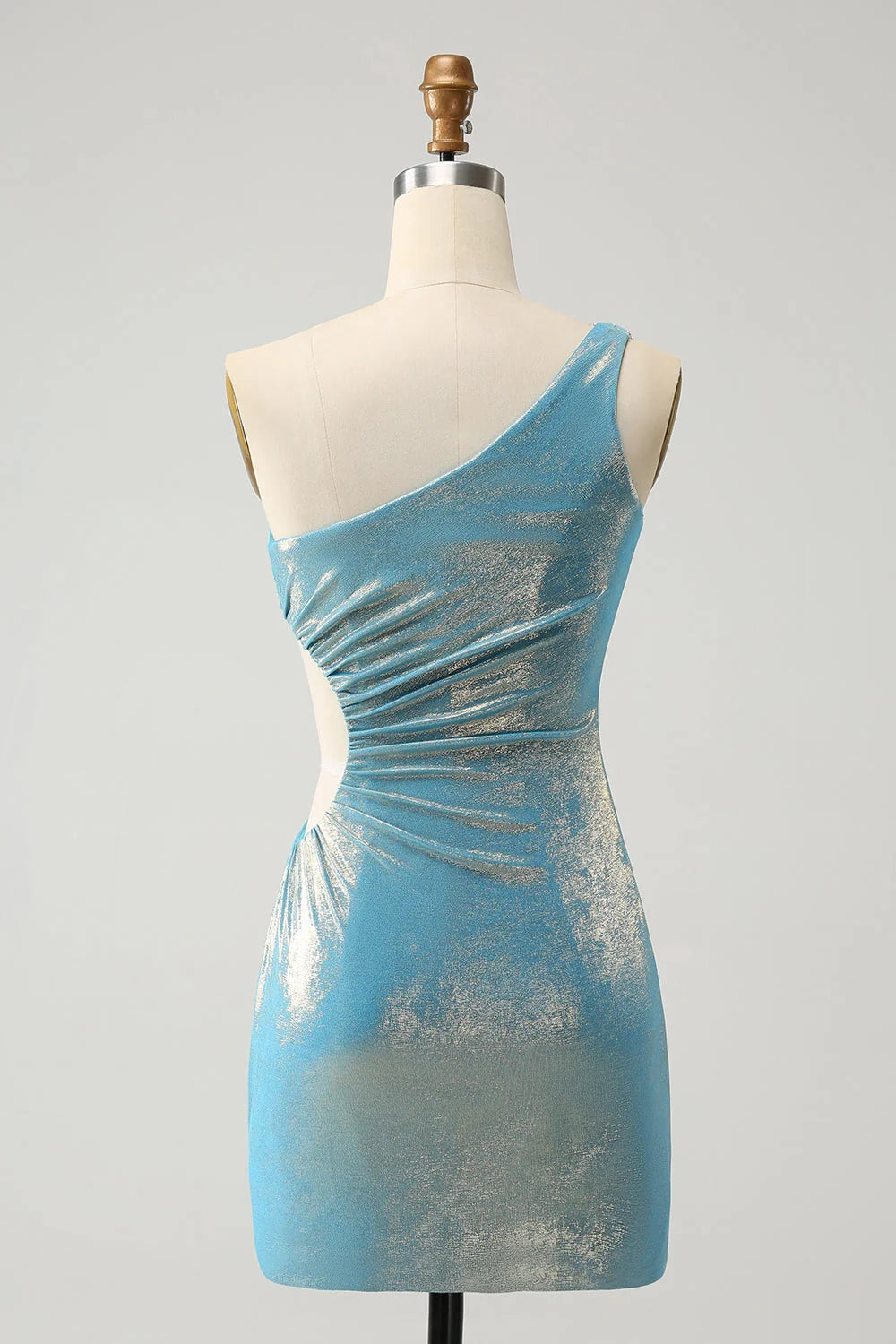 DingJi Wedding charming tight fitting single shoulder satin slit short Homecoming Dresses