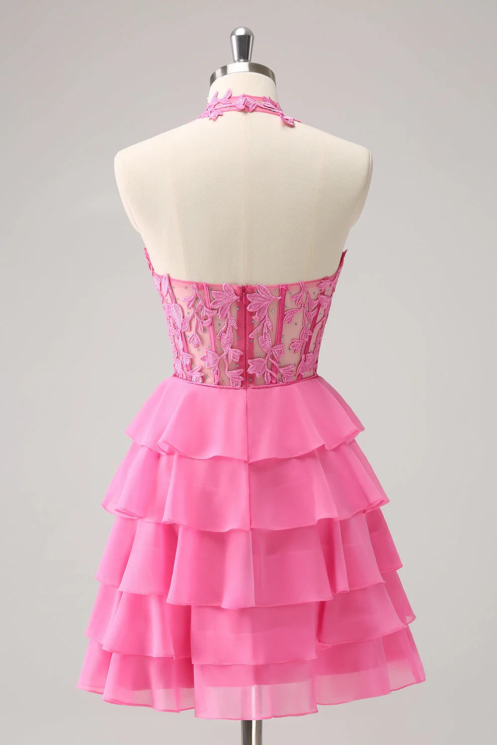 DingJi Wedding elegant and charming A-line backless layered corset short Homecoming Dresses