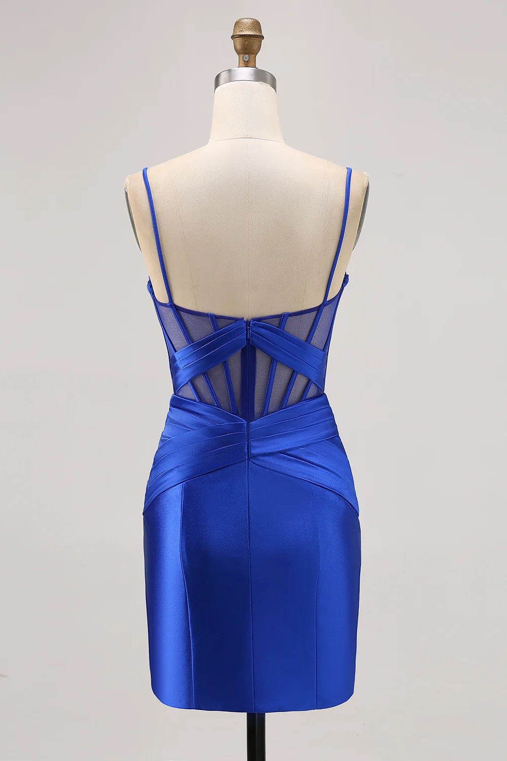 DingJi Wedding satin tight pleated corset short slit Homecoming Dresses