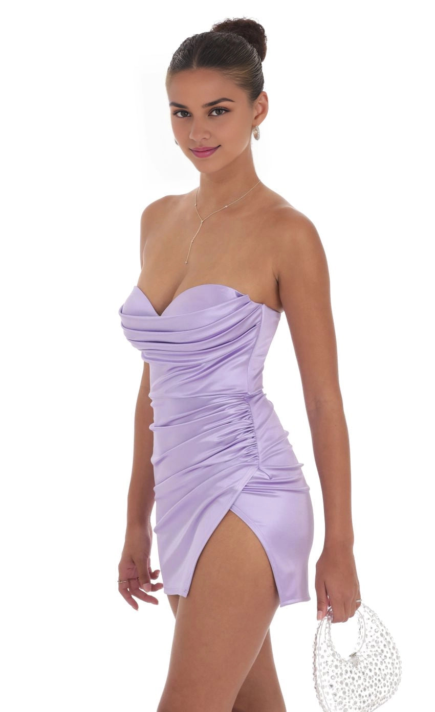 DingJi Wedding sexy slim fit off shoulder satin pleated slit Homecoming Dresses