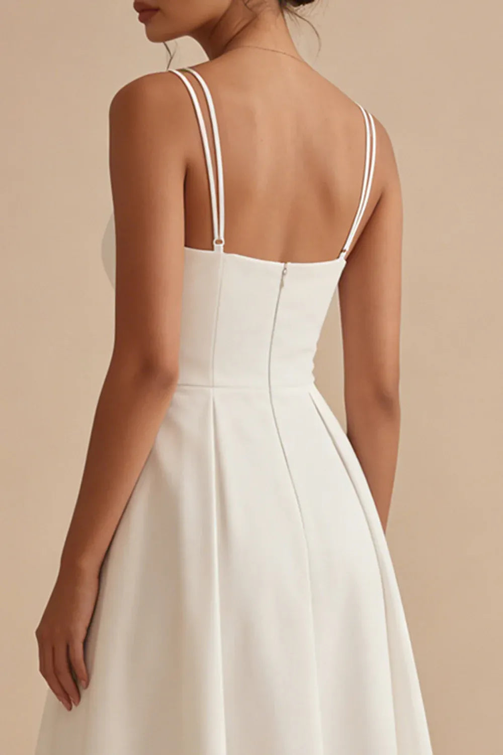 Double Strap Sweetheart Crepe Midi Wedding Dress