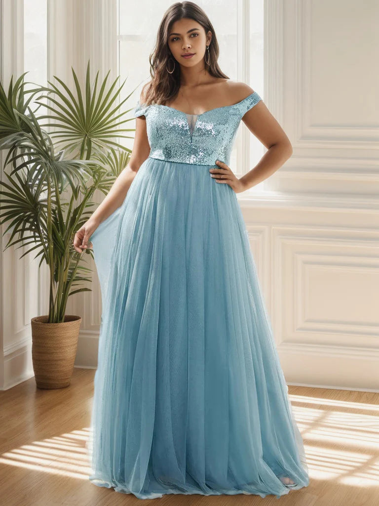 Plus Size Long Sequin Special Occasion Dresses