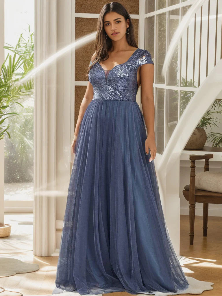 Plus Size Long Sequin Special Occasion Dresses