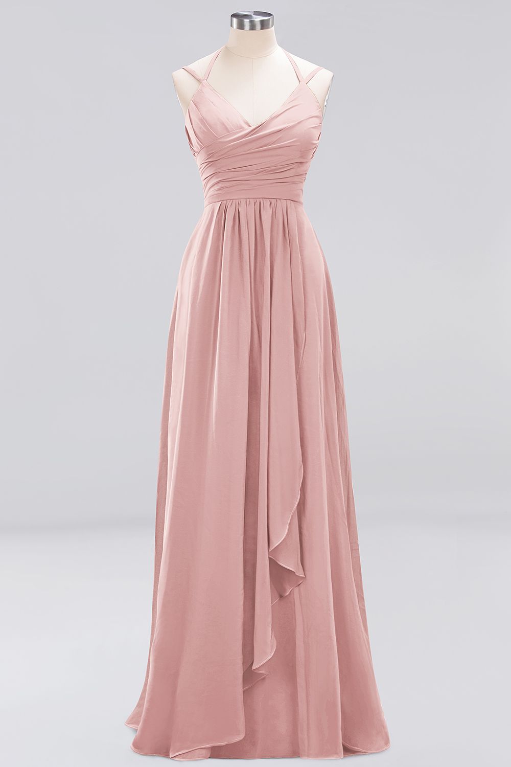 A-line Spaghetti Straps Sleeveless Ruffles Floor-Length Bridesmaid Dresses