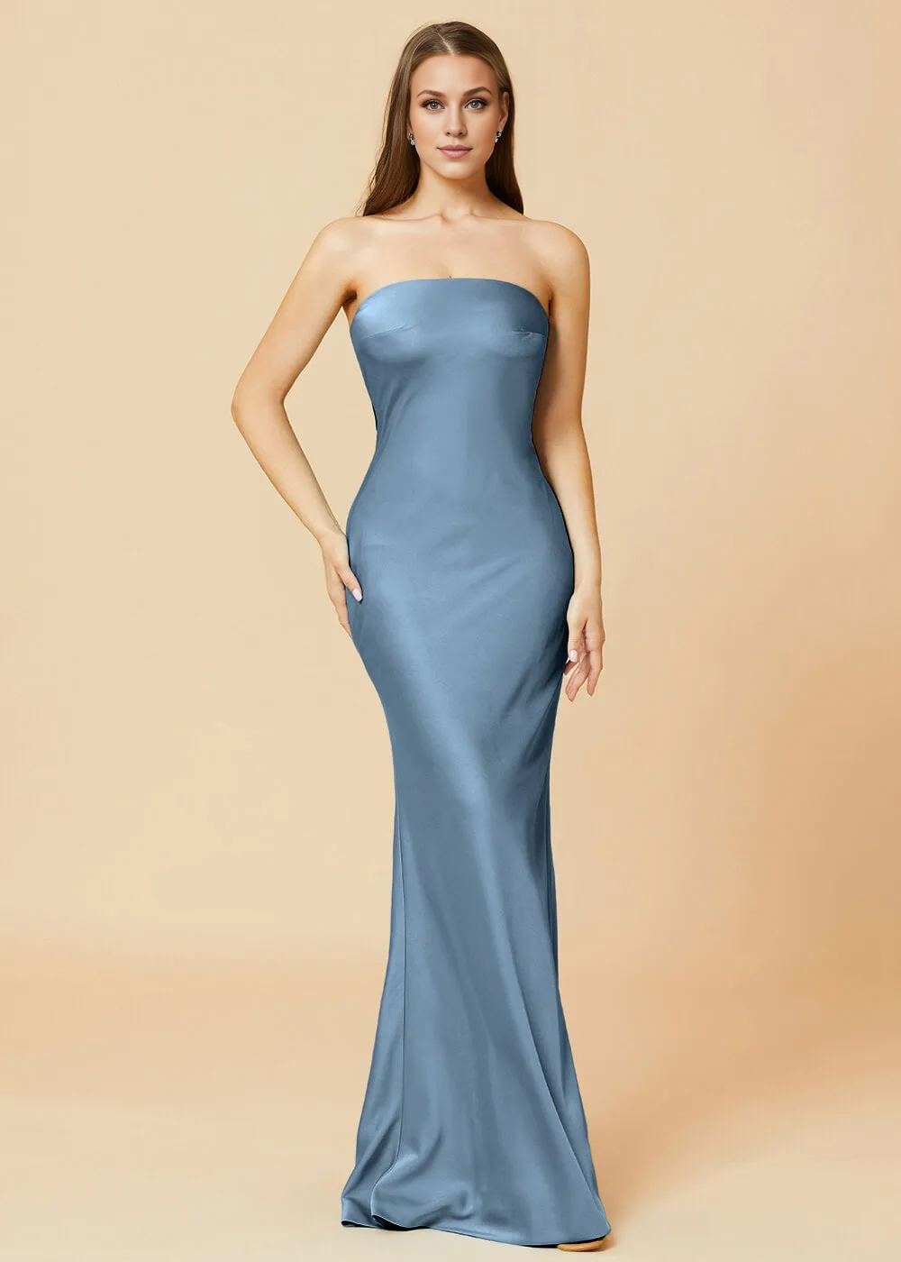 Blue Mermaid Long Bridesmaid Dress
