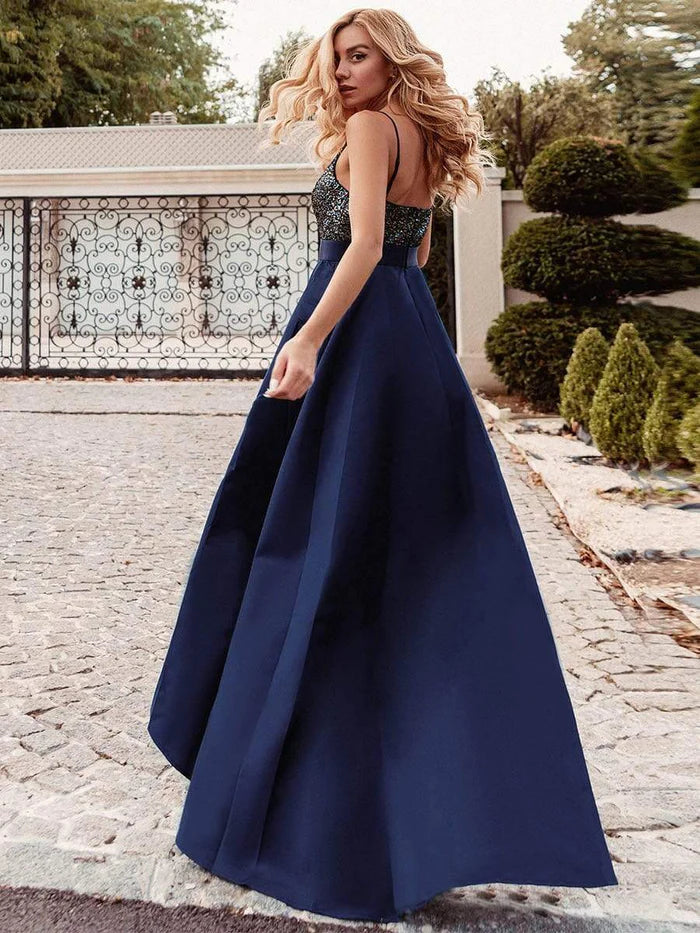 Sexy Backless Sparkly Prom Dresses for Women with Irregular Hem
