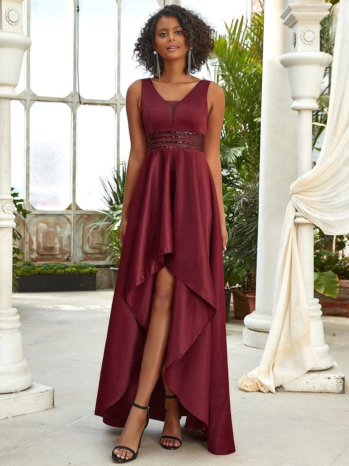 Women's V-Neck Asymmetric High Low Cocktail Party Dresses