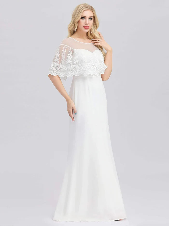 Sweetheart Illusion Neckline Wedding Dress With Ruffle Sleeves
