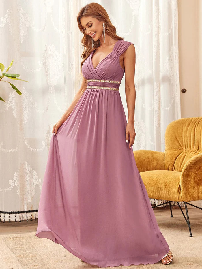 Custom Size Sleeveless Grecian Style Formal Evening Dresses for Women