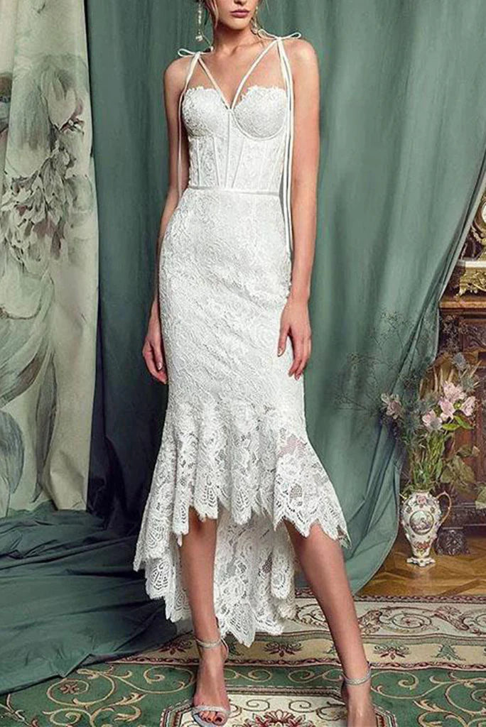 Elegant Lace Off White Sheath Bride Dresses Lace Simple Wedding Dresses
