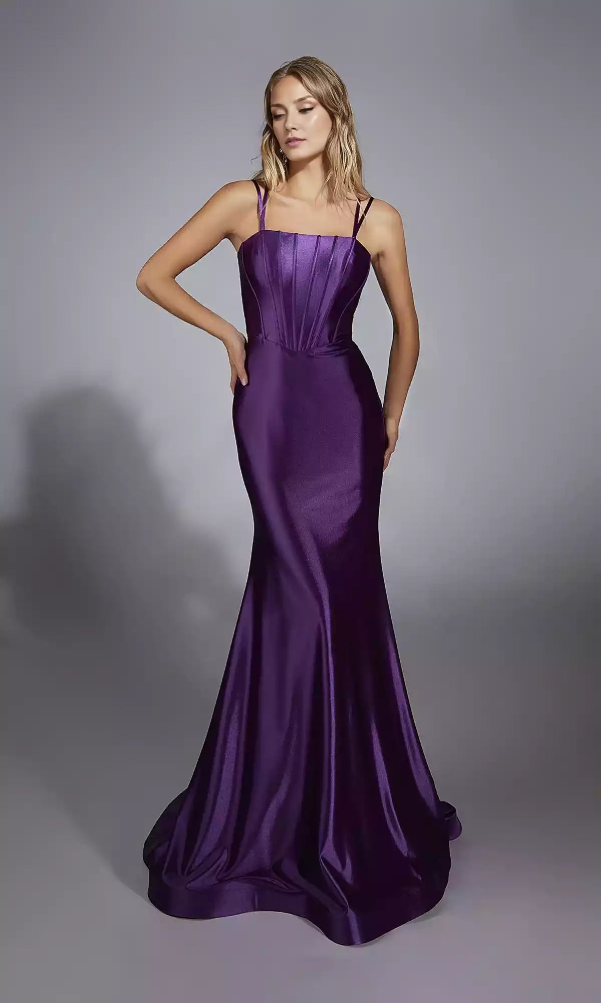 Elegant and charming long backless tight corset design with fish tail skirt and double thin shoulder straps Prom Dresses