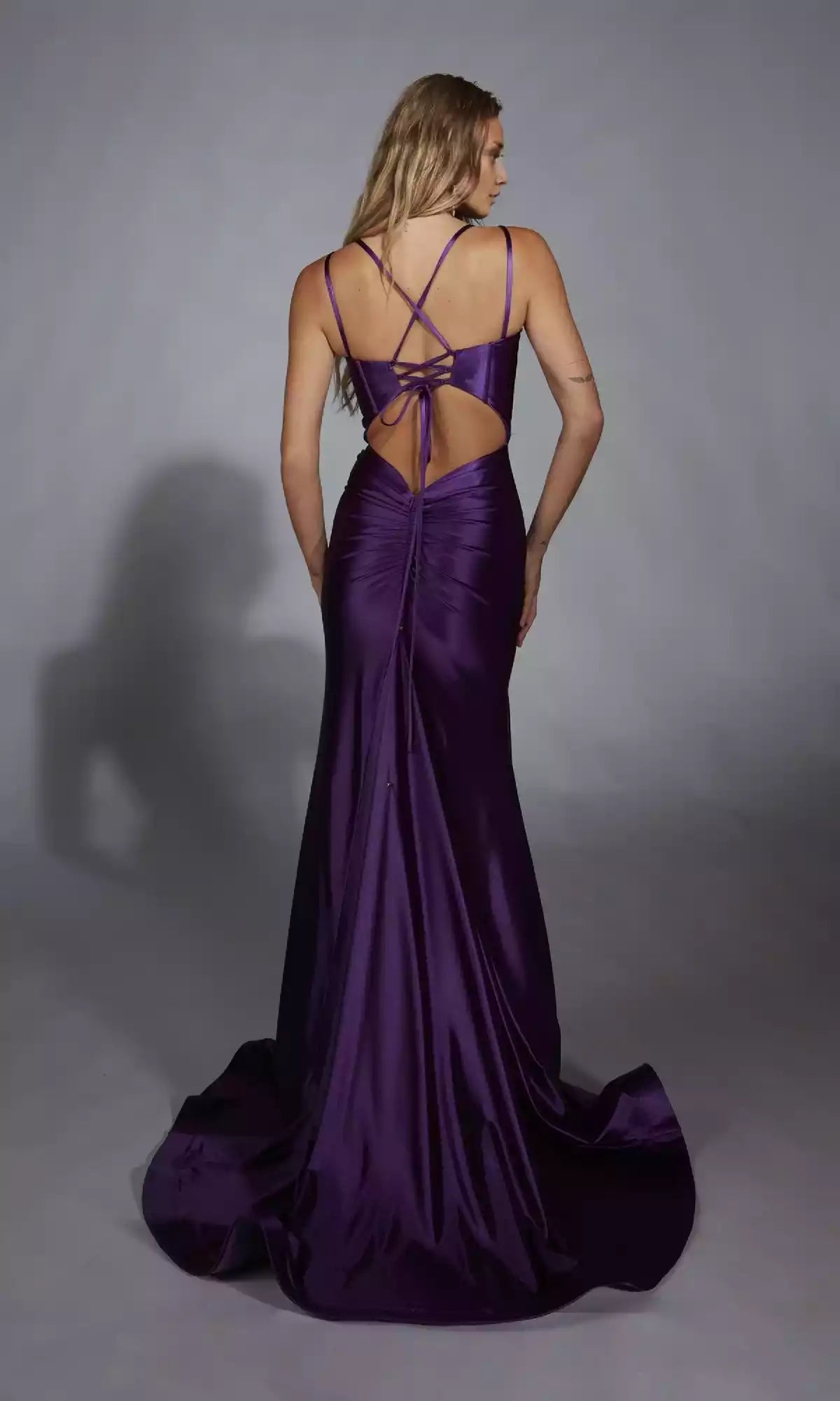 Elegant and charming long backless tight corset design with fish tail skirt and double thin shoulder straps Prom Dresses