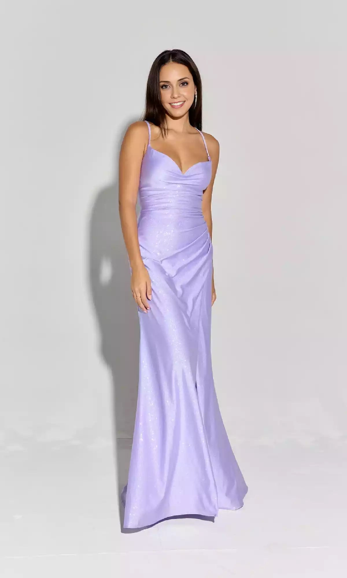 Elegant and charming long satin heart-shaped collar with pleated wrap style side slits and A-line skirt, showcasing an elegant temperament Prom Dresses